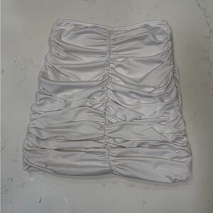 Ruched White Skirt